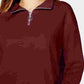 Crave Fame Juniors' Waffle-Knit Quarter-Zip Top Brown Size X-Large