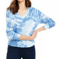 Crave Fame Junior's Cozy Ribbed Tie Dyed Top Blue Size Large