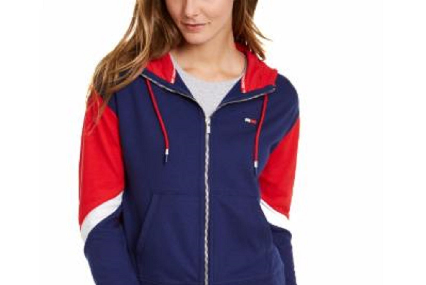 Tommy Hilfiger Sport Women's Colorblocked Zip Hoodie Blue Size Extra Large