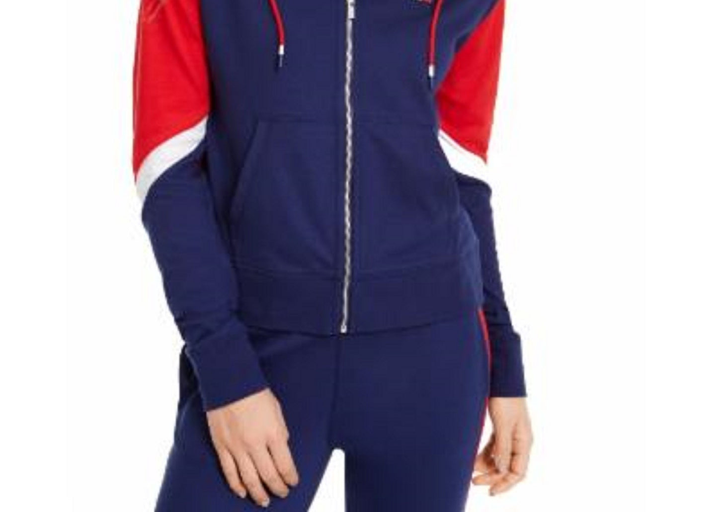 Tommy Hilfiger Sport Women's Colorblocked Zip Hoodie Blue Size Extra Large