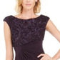 Connected Women's Soutache Faux-Wrap Gown Dark Purple Size 10 Petite