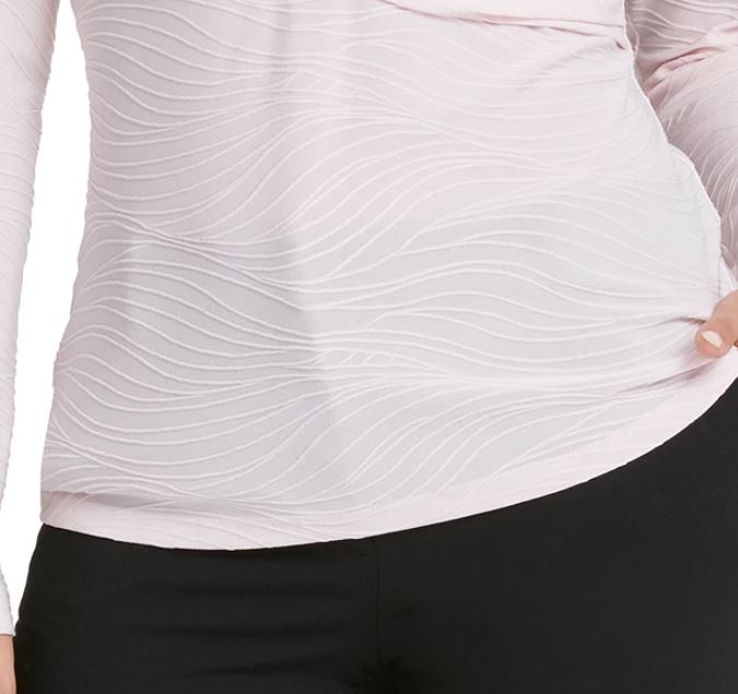 DKNY Women's Textured Surplice Neck Top Pink Size X-Large