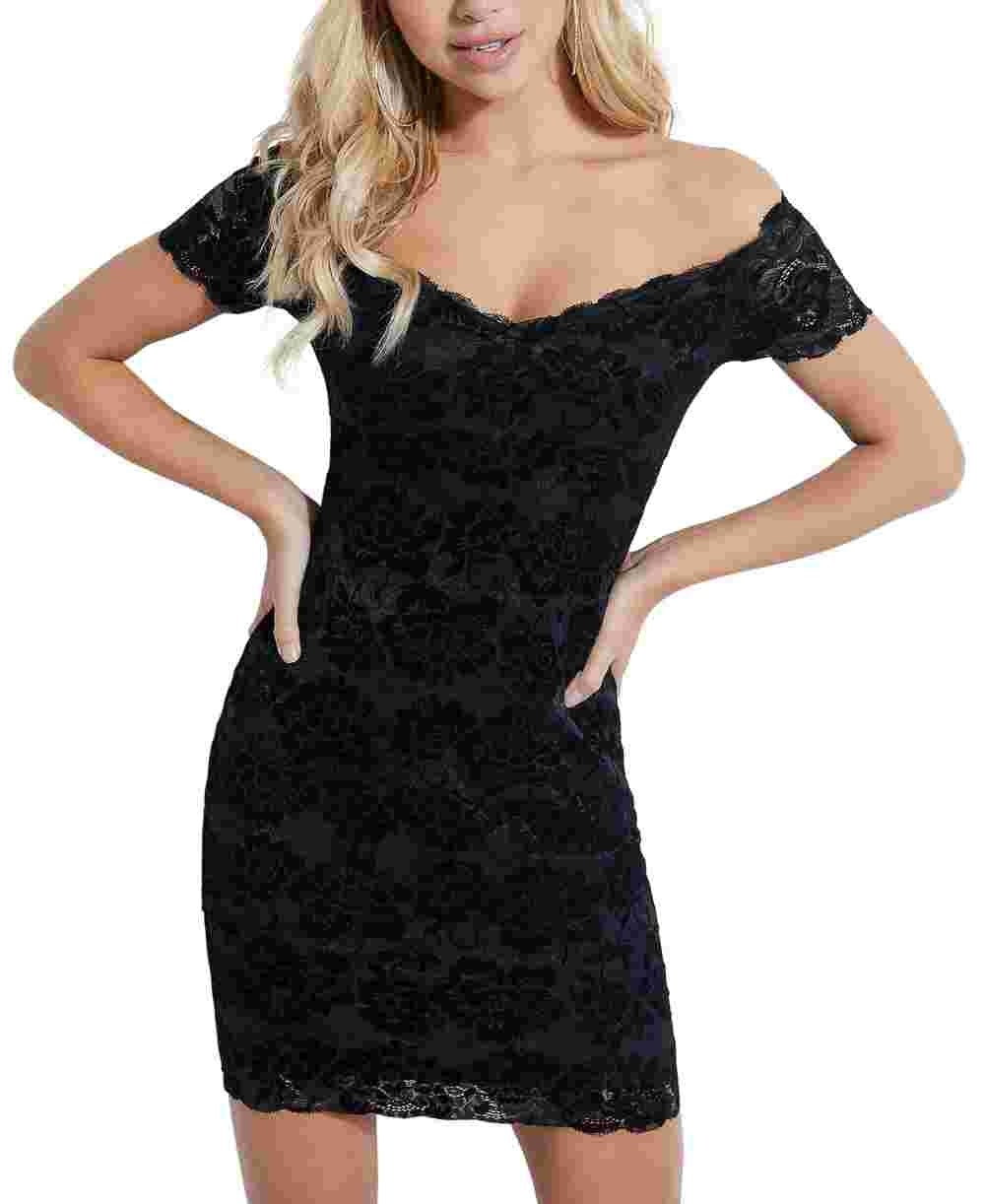 Guess Women's Drea Off The Shoulder Dress Black Size Small