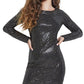 Guess Women's Beatriz Backless Sequin Dress Black Size Large
