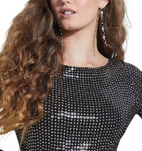 Guess Women's Beatriz Backless Sequin Dress Black Size Large