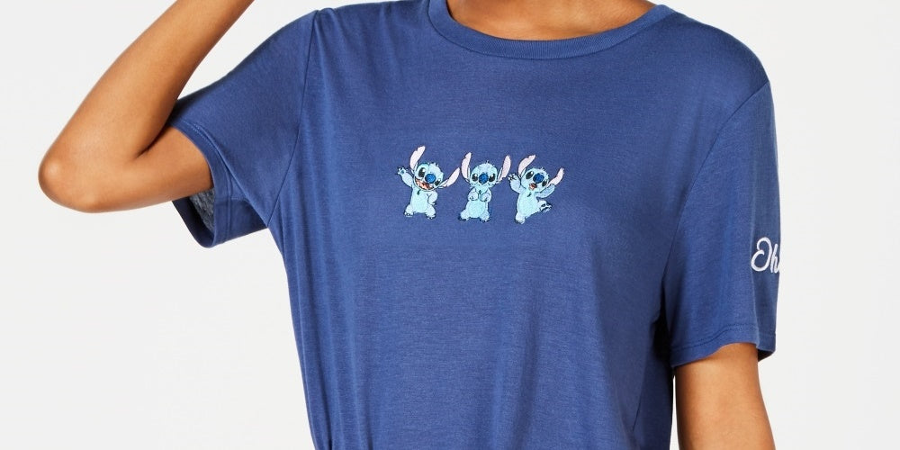 Disney Juniors' Stitch T-Shirt Navy Size Medium