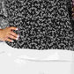 Tommy Hilfiger Women's Black Floral Bell Sleeve V Neck Top Charcoal Size 2X