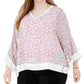 Tommy Hilfiger Women's Pink Layered Floral 3/4 Sleeve V Neck Tunic Top Pink Size 1X