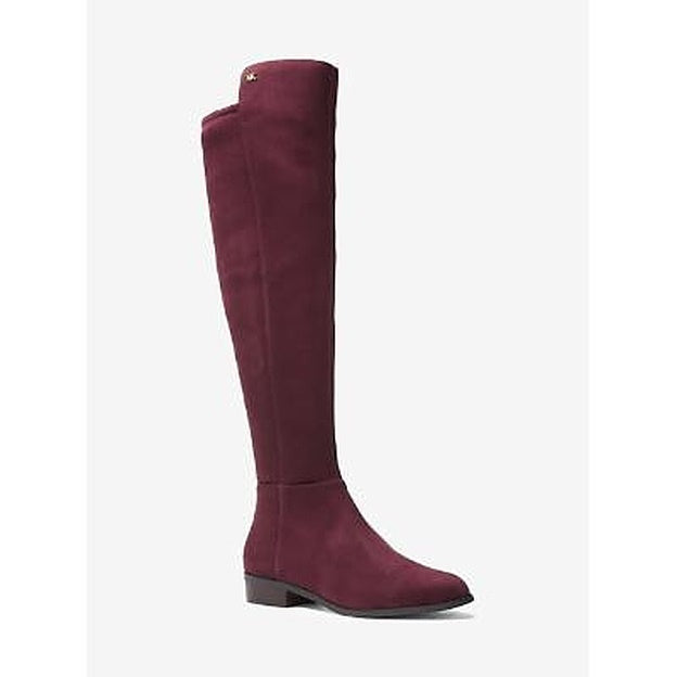 Michael Kors Women's Bromley Leather Closed Toe Over Knee Riding Boots Purple Size 5.5