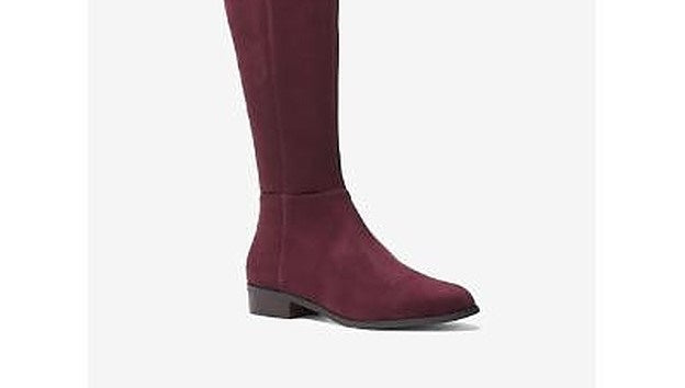 Michael Kors Women's Bromley Leather Closed Toe Over Knee Riding Boots Purple Size 5.5