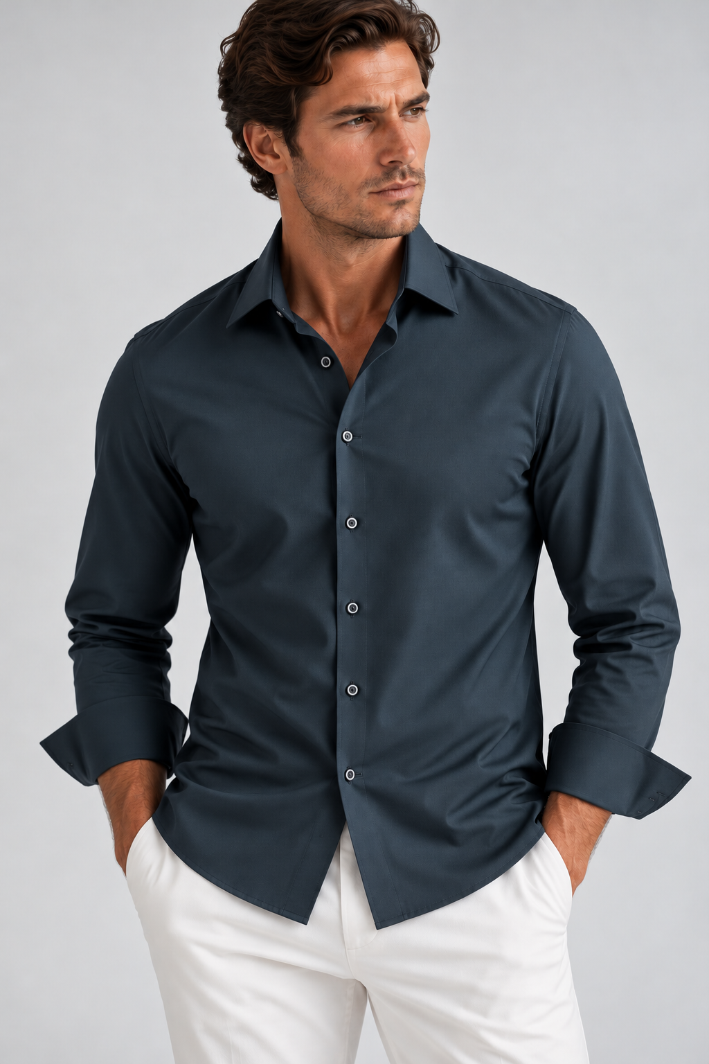 'Single Shot' Long Sleeve Shirt - Blue Night