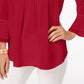 Charter Club Women's Double Ruffle Solid Pintuck Top Wine Size X-Small