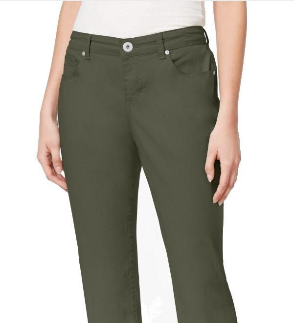Style & Co Women's Curvy Fit Capri Jeans Green Size 14 Petite