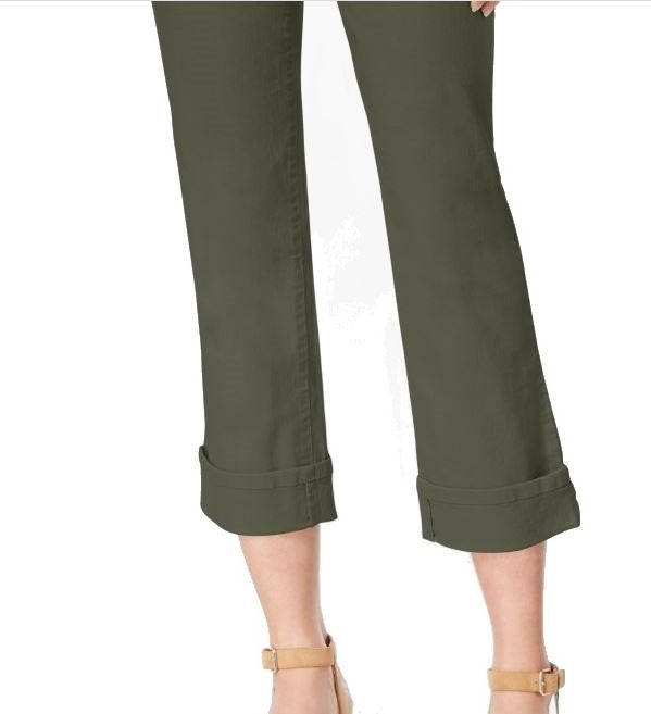 Style & Co Women's Curvy Fit Capri Jeans Green Size 14 Petite