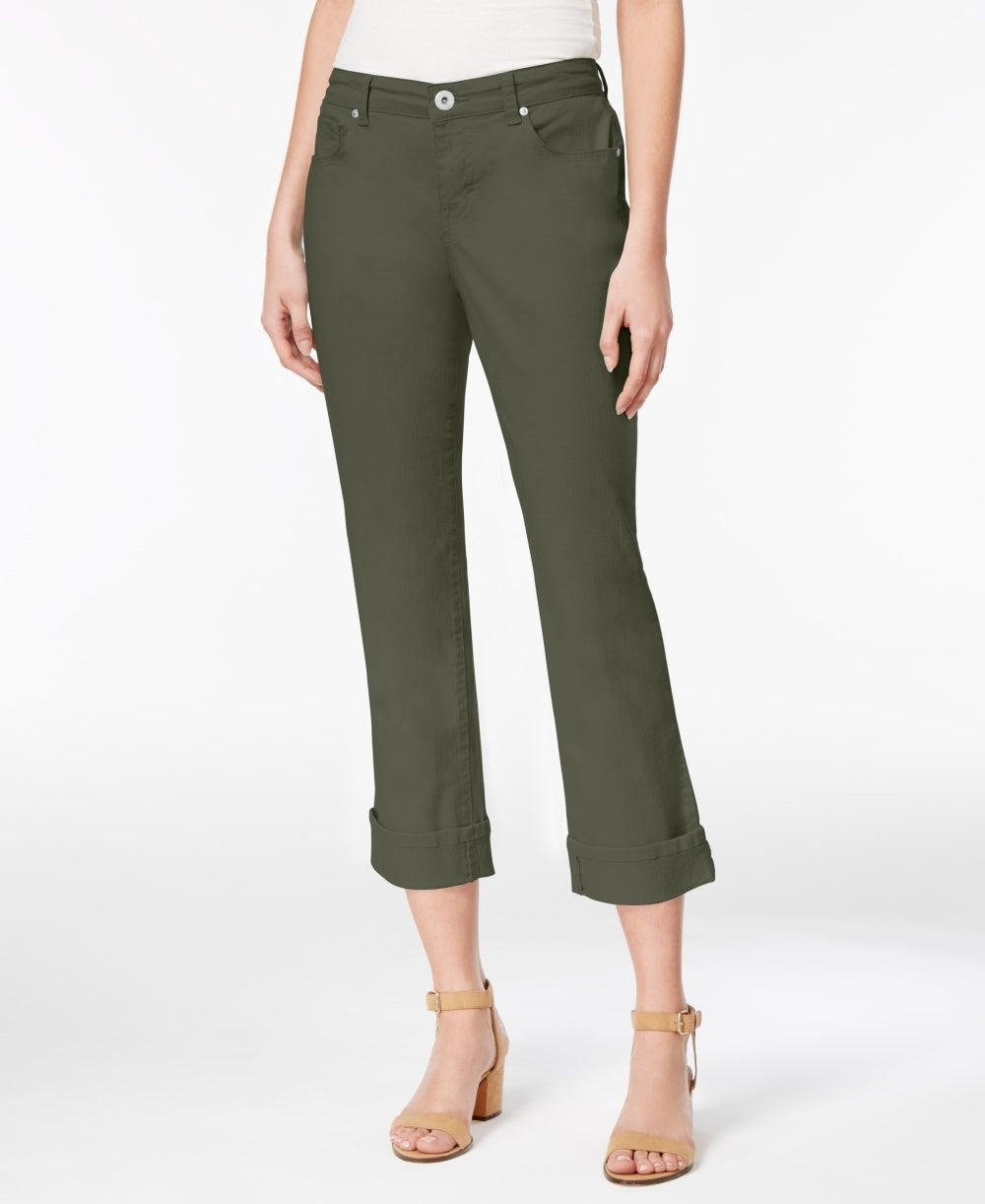 Style & Co Women's Petite Curvy-Fit Capri Jeans Green Size 4 P