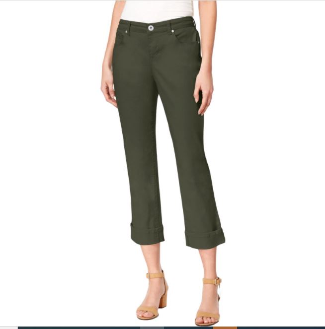 Style & Co Women's Women's Curvy Fit Capri Jeans Green Size 6 Petite