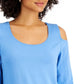 JM Collection Women's Cold-Shoulder Top Blue Size X-Large