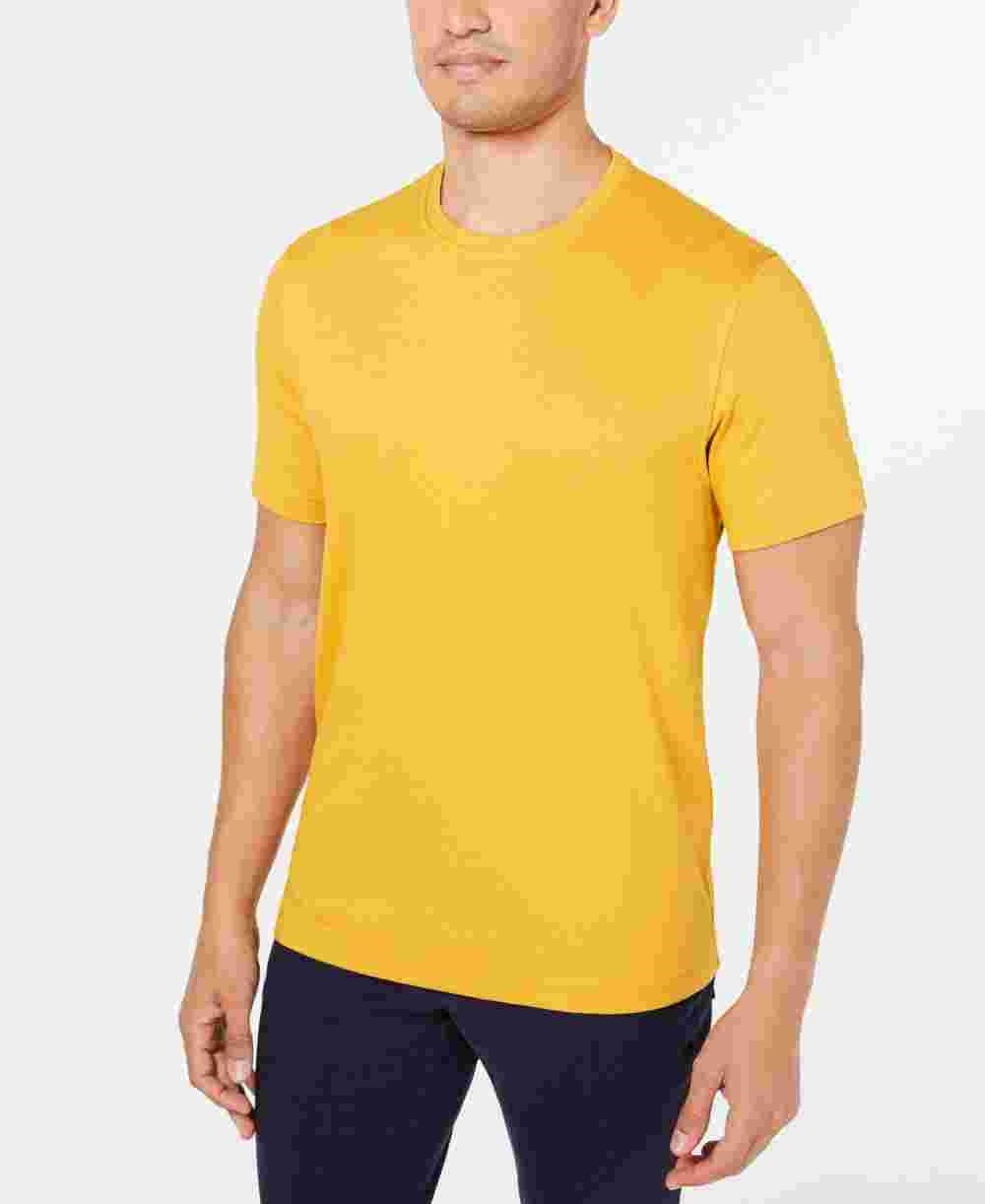 Tasso Elba Men's Supima Blend Crewneck Short-Sleeve T-Shirt Yellow Size Large