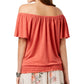 Style & Co Women's Convertible Off-The-Shoulder Top Red Size Small