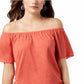 Style & Co Women's Convertible Off-The-Shoulder Top Red Size Small