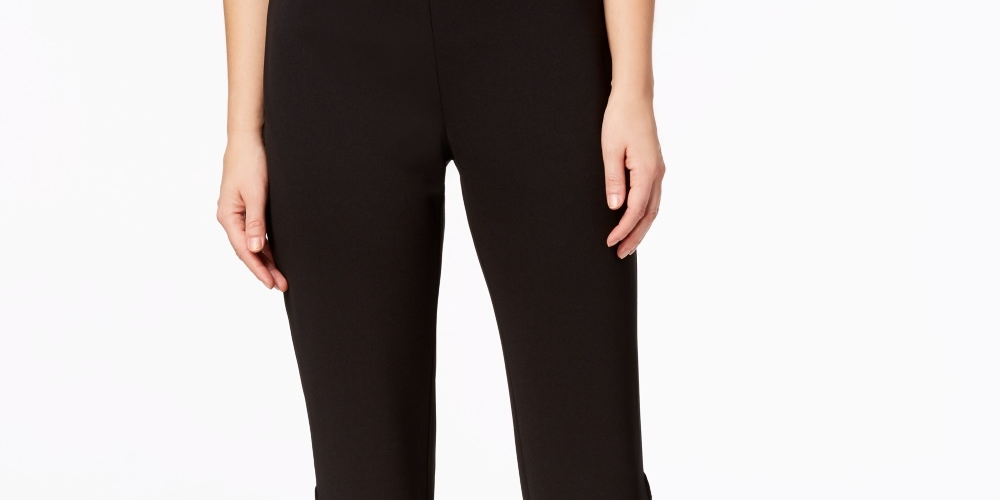 Alfani Women's Ruffle Hem Pants Black Size 6 Petite