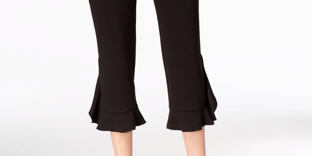 Alfani Women's Ruffle Hem Pants Black Size 6 Petite