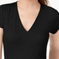 INC International Concepts Women's Ribbed V Neck Top Black Size Large