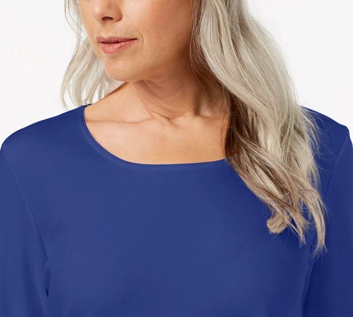 Karen Scott Women's Scoop Neck Top Blue Size Medium