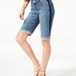 INC International Concepts Women's Curvy-Fit Contrast-Trim Cuffed Denim Shorts Navy Size 4