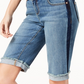 INC International Concepts Women's Curvy-Fit Contrast-Trim Cuffed Denim Shorts Navy Size 4