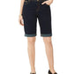 INC International Concepts Women's Curvy-Fit Contrast-Trim Cuffed Denim Shorts Navy Size 6