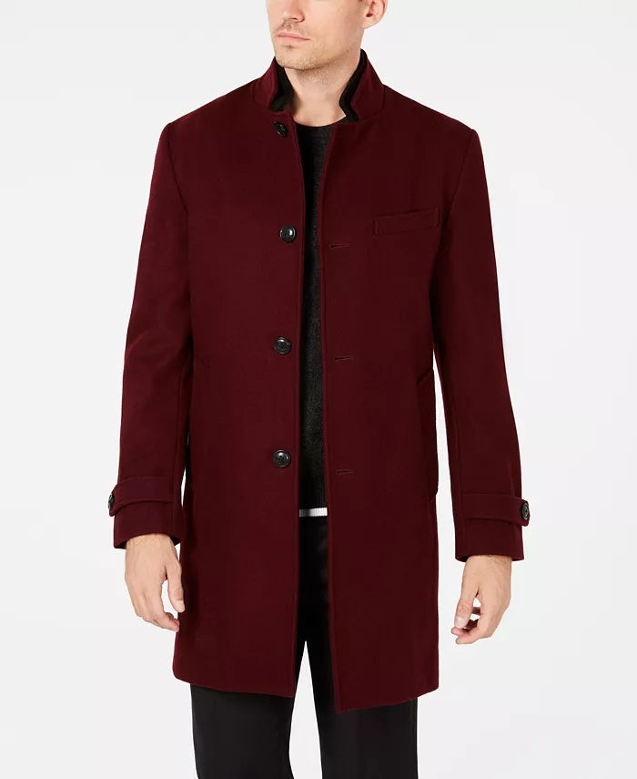 INC International Concepts Men's Todd Slim Fit Topcoat Red Size Medium