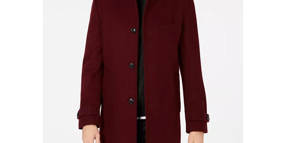 INC International Concepts Men's Todd Slim Fit Topcoat Red Size Medium