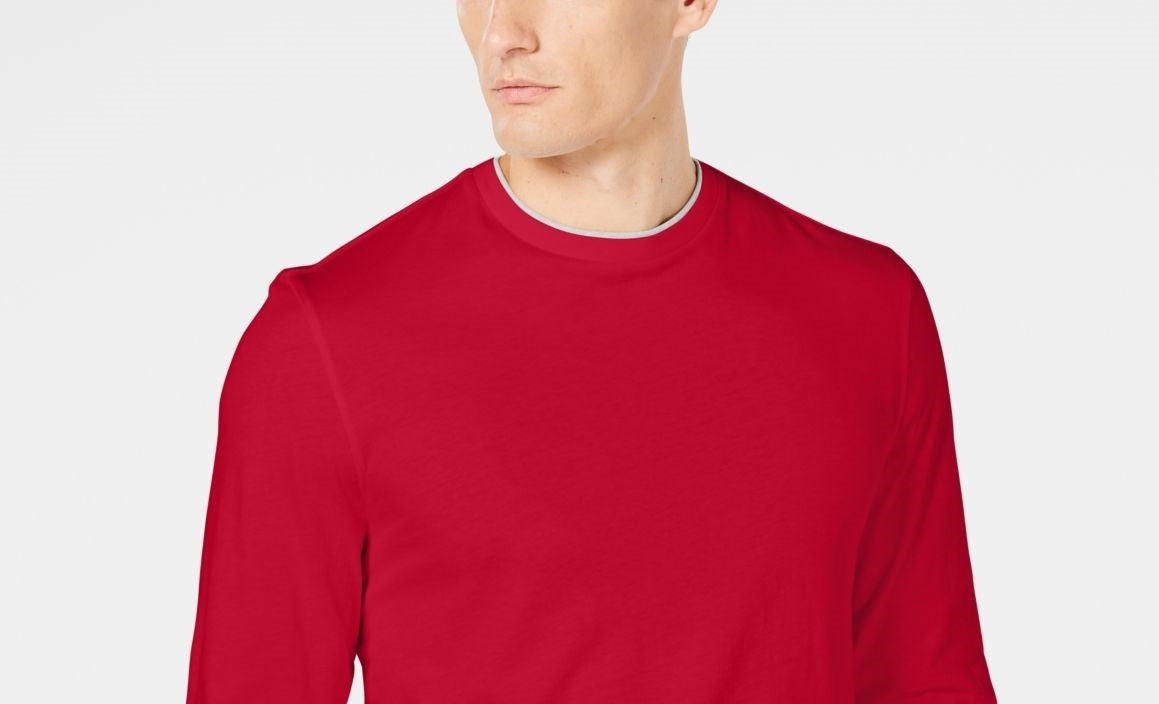 Club Room Men's Doubler Crewneck T-Shirt Red Size X-Large