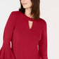 Charter Club Women's Bell-Sleeve Keyhole Top Red Size Small
