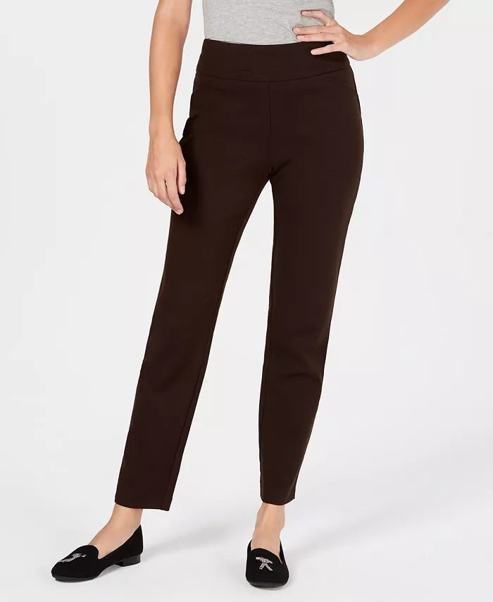 Charter Club Women's Pull On Ponte Knit Pants Brown Size 8 Petite