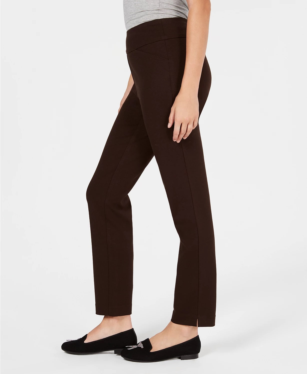 Charter Club Women's Pull On Ponte Knit Pants Brown Size 8 Petite