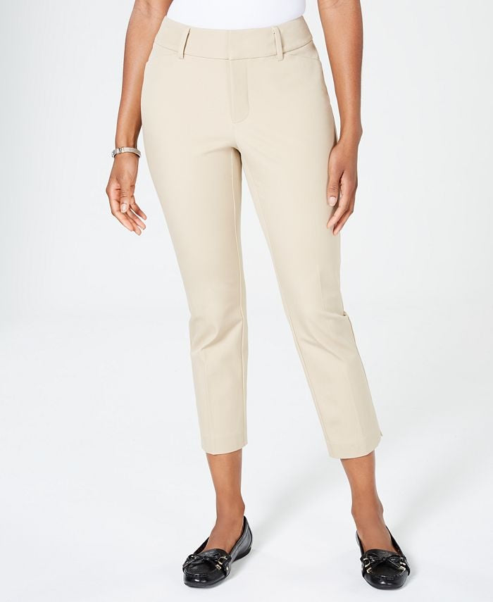 Charter Club Women's Slim-Fit Ankle Pants Lt Beige Size 4