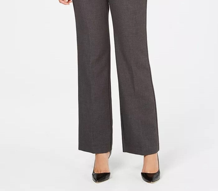 Charter Club Women's Belted Tummy-Control Trousers Dark Gray Size 12