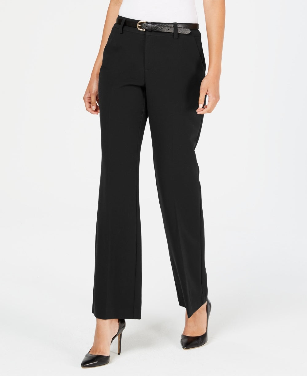 Charter Club Women's Belted Slim It Up Trousers  Black Size 14 Petite