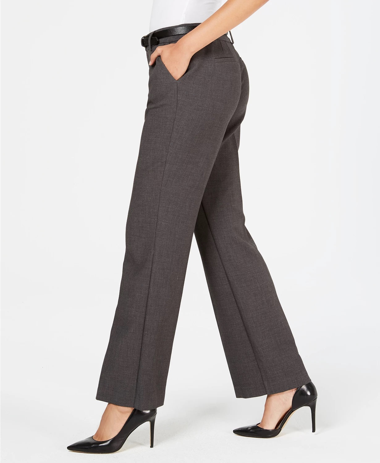 Charter Club Women's Belted Slim It Up Trousers Black Size 4 Petite