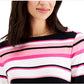 Charter Club Women's Pima Cotton Button Shoulder Stripe Top Pink Size XX-Large