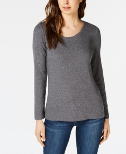 Maison Jules Women's Scoop-Neck Top Gray Size Medium