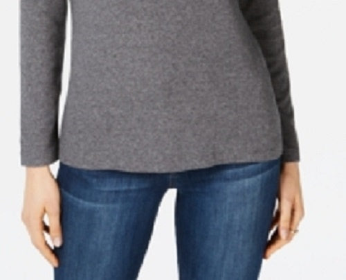 Maison Jules Women's Scoop-Neck Top Gray Size Medium