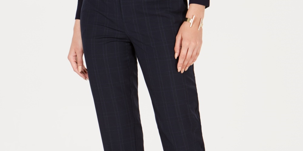Charter Club Women's Plaid Ankle Length Pants Blue Size 10 Petite