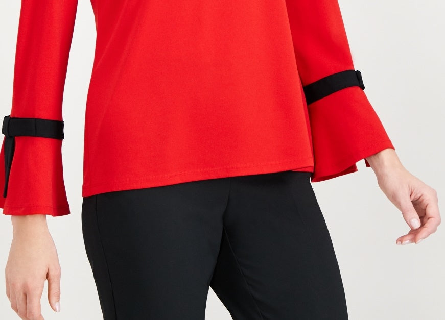 Charter Club Women's Tie Sleeve Pullover Blouse Red Size Small