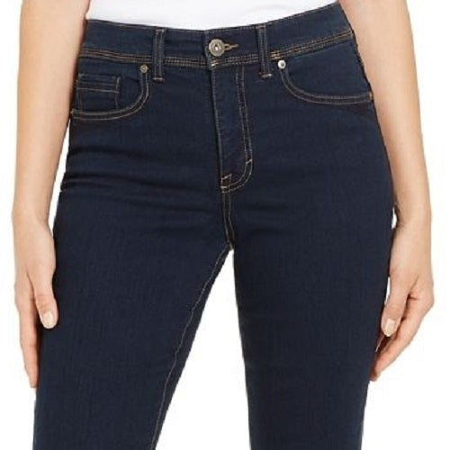 Style & Co Women's Tummy-Control Straight-Leg Jeans Dark Blue Size 18