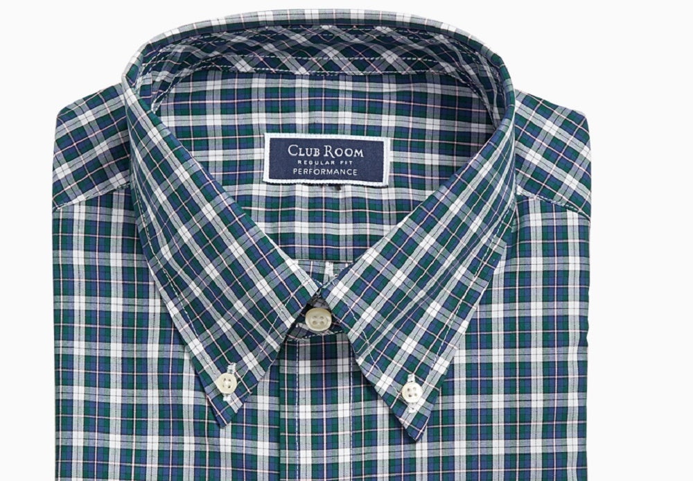 Club Room Men's Dress Regular Fit Stretch Wrinkle-Resistant Green Size 18