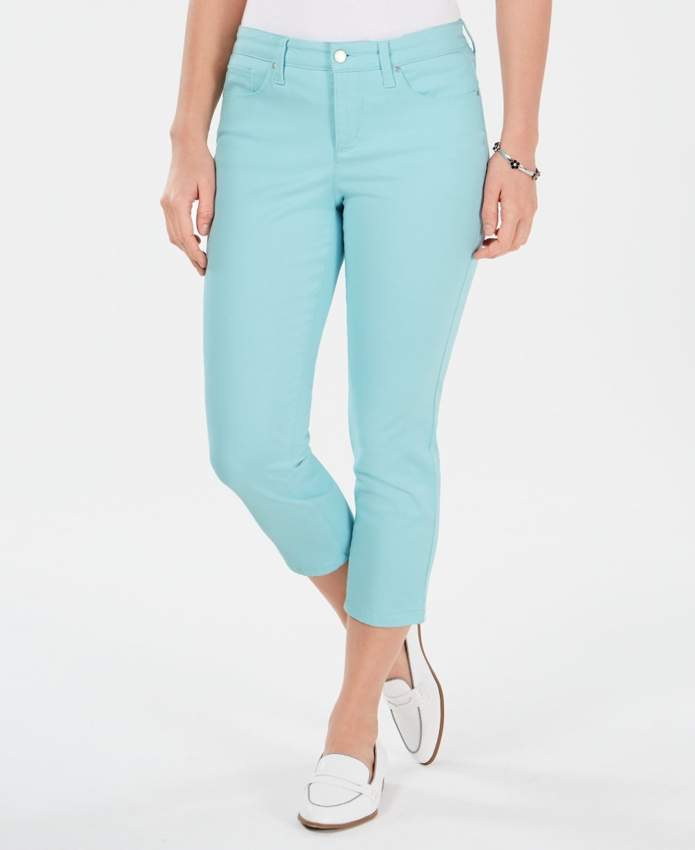 Charter Club Women's Tummy-Control Bristol Capri Jeans Blue Size 16