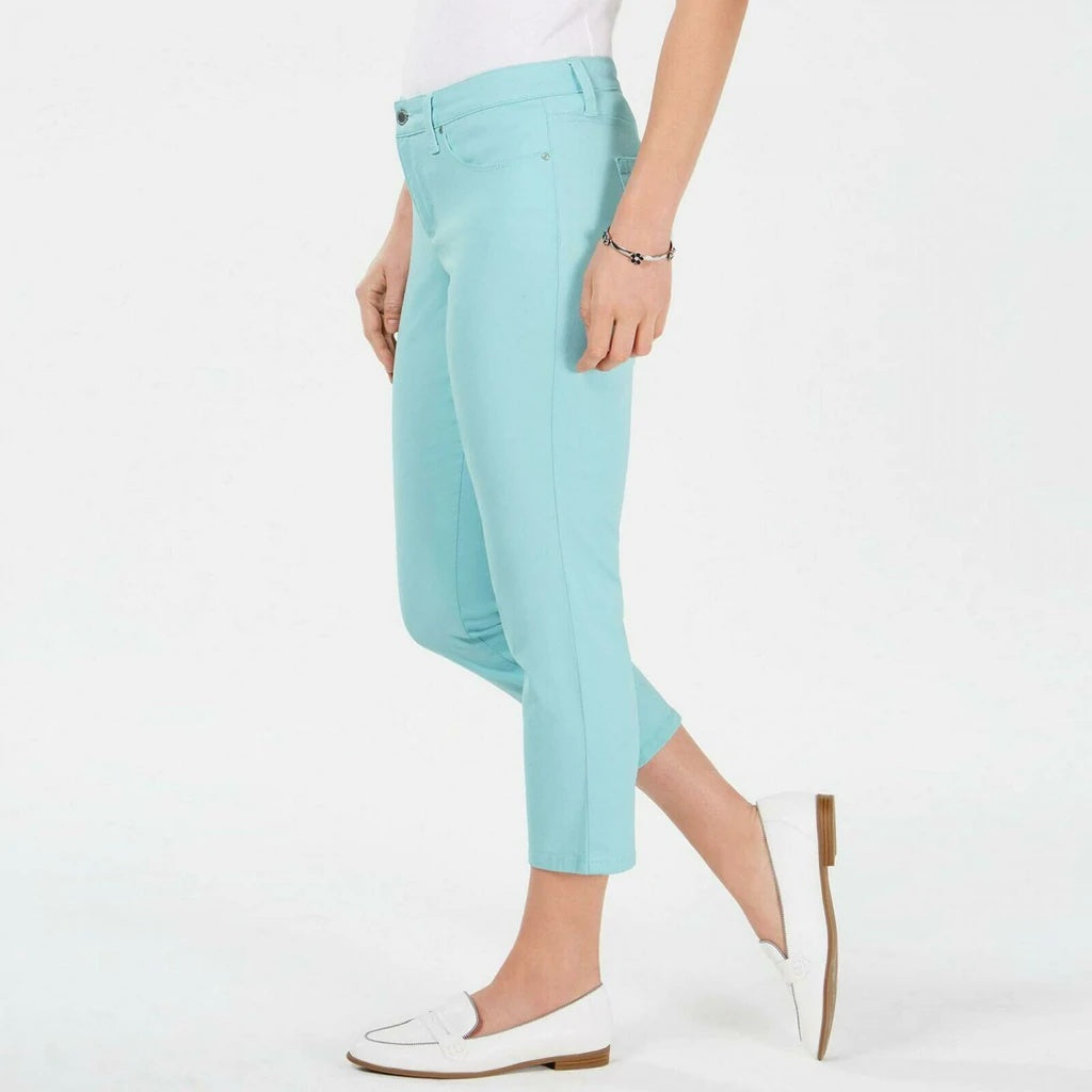 Charter Club Women's Tummy-Control Bristol Capri Jeans Blue Size 16